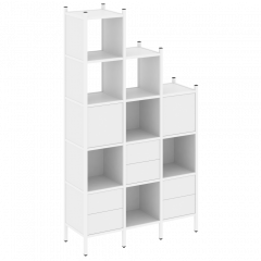 Loft Прямой стеллаж наборный VR.L-22 Белый бриллиант/Белый металл 1278*446*2280