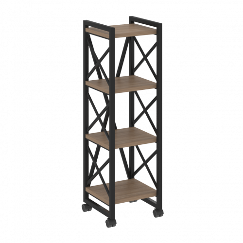 Loft Стеллаж на колесных опорах-4 полки VR.L-MST.K-4.4 Дуб аризона/Чёрный металл 400*400*1334