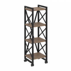 Loft Стеллаж на колесных опорах-4 полки VR.L-MST.K-4.4 Дуб аризона/Чёрный металл 400*400*1334