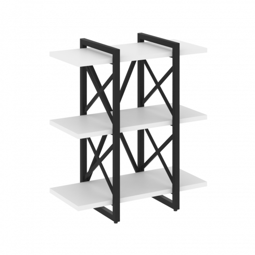 Loft Стеллаж на регулируемых опорах-3 полки VR.L-MST.O-3.4V Белый бриллиант/Чёрный металл 800*400*910