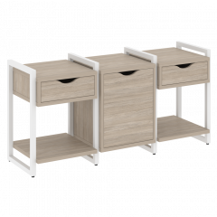 Loft Тумба на регулируемых опорах наборная. Вариант №6 VR.L-TN-6.O Дуб аттик/Белый металл 1440*460*719