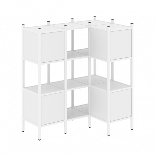 Loft Угловой внутренний стеллаж наборный VR.L-29 Белый бриллиант/Белый металл 1278*862*1458