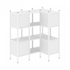 Loft Угловой внутренний стеллаж наборный VR.L-29 Белый бриллиант/Белый металл 1278*862*1458