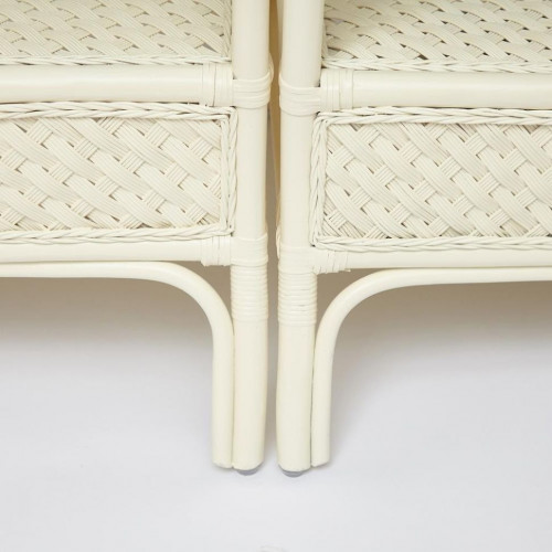 Комплект обеденный "ANDREA GRAND" (стол со стеклом+6 кресел+ подушки), TCH White (белый), Ткань рубчик, цвет кремовый