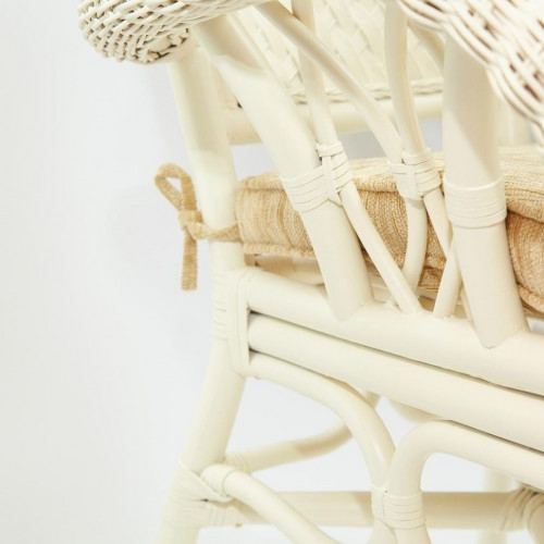 Комплект обеденный "ANDREA GRAND" (стол со стеклом+6 кресел+ подушки), TCH White (белый), Ткань рубчик, цвет кремовый