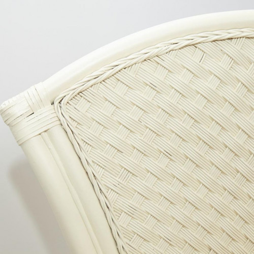 Комплект обеденный "ANDREA GRAND" (стол со стеклом+6 кресел+ подушки), TCH White (белый), Ткань рубчик, цвет кремовый