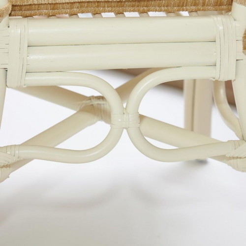 Комплект обеденный "ANDREA GRAND" (стол со стеклом+6 кресел+ подушки), TCH White (белый), Ткань рубчик, цвет кремовый