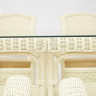Комплект обеденный "ANDREA GRAND" (стол со стеклом+6 кресел+ подушки), TCH White (белый), Ткань рубчик, цвет кремовый