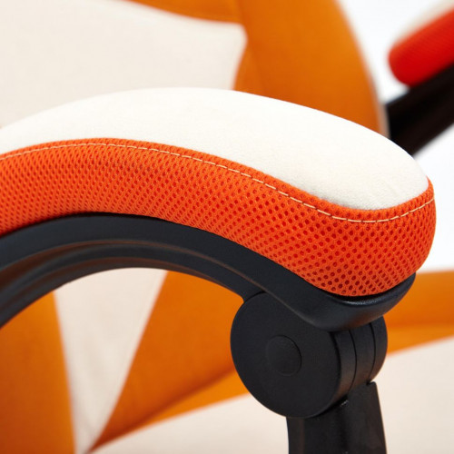 Кресло ARENA, флок/ткань, молочный/оранжевый, 4/18/07