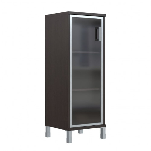 Шкаф-колонка средняя со стеклянной дверью в AL-рамке B 421.7(L) Венге Магия 475х450х1286 BORN