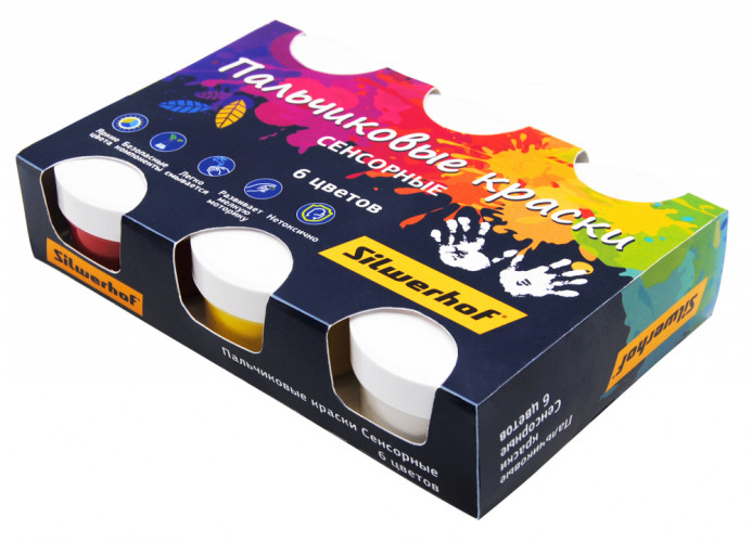 Краски Silwerhof Сенсорные 961138-06 Цветландия пальчиковые 6цв. 60мл.