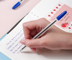 Набор ручек шариков. Deli Classic EQ6-MT-BL прозрачный/синий d=0.7мм син. черн. блистер (7шт) сменный стержень шестигр.