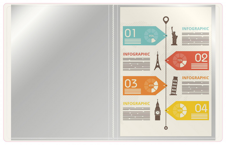 Папка с 30 прозр.вклад. Бюрократ Double Neon DNE07V30PINK A4 пластик 0.7мм розовый