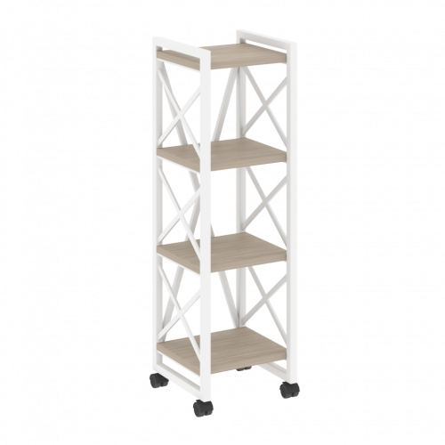 Loft Стеллаж на колесных опорах-4 полки VR.L-MST.K-4.4 Дуб аттик/Белый металл 400*400*1334