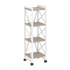 Loft Стеллаж на колесных опорах-4 полки VR.L-MST.K-4.4 Дуб аттик/Белый металл 400*400*1334