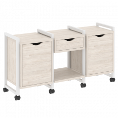 Loft Тумба на колесных опорах наборная. Вариант №7 VR.L-TN-7.K Денвер светлый/Белый металл 1440*460*767