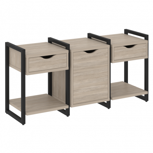 Loft Тумба на регулируемых опорах наборная. Вариант №6 VR.L-TN-6.O Дуб аттик/Чёрный металл 1440*460*719