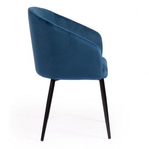 Кресло LA FONTAIN (mod. 004), вельвет/металл, 60 х 57 х 84 см , синий (HLR 63)/черный