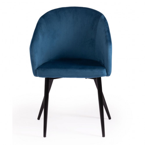 Кресло LA FONTAIN (mod. 004), вельвет/металл, 60 х 57 х 84 см , синий (HLR 63)/черный