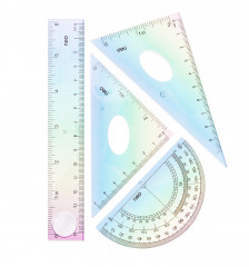 Набор линеек Deli EH652 пластик дл.15см ассорти компл.:лин 15см/2 угольн/трансп пластиковый пакет с европодв.