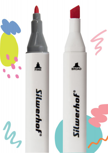 Набор маркеров для скетчинга Silwerhof двойной пиш. наконечник 1-7мм 80цв. пластиковая коробка (80шт.)