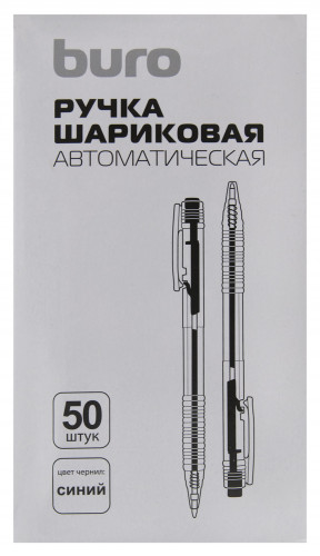 Ручка шариков. автоматическая Buro прозрачный d=0.7мм син. черн. кор.карт. сменный стержень линия 0.5мм без инд. Маркировки