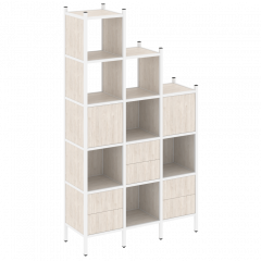 Loft Прямой стеллаж наборный VR.L-22 Денвер светлый/Белый металл 1278*446*2280