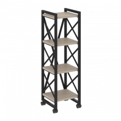 Loft Стеллаж на колесных опорах-4 полки VR.L-MST.K-4.4 Дуб аттик/Чёрный металл 400*400*1334