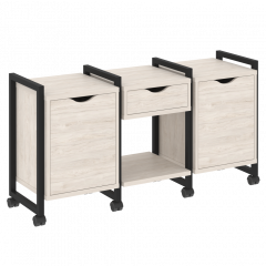 Loft Тумба на колесных опорах наборная. Вариант №7 VR.L-TN-7.K Денвер светлый/Чёрный металл 1440*460*767