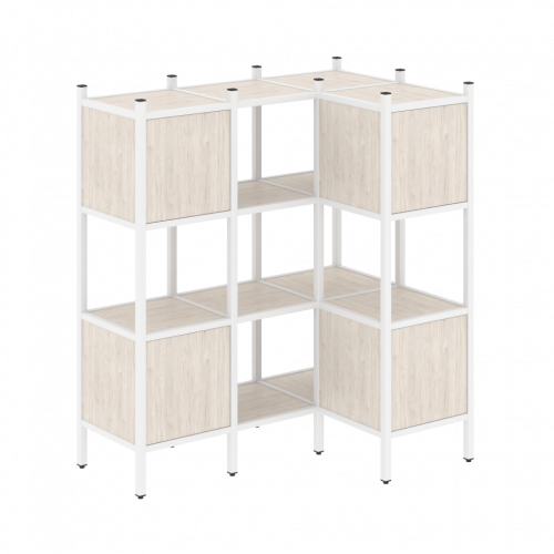 Loft Угловой внутренний стеллаж наборный VR.L-29 Денвер светлый/Белый металл 1278*862*1458