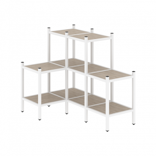 Loft Угловой внутренний стеллаж наборный VR.L-37 Дуб аттик/Белый металл 862*1278*1047