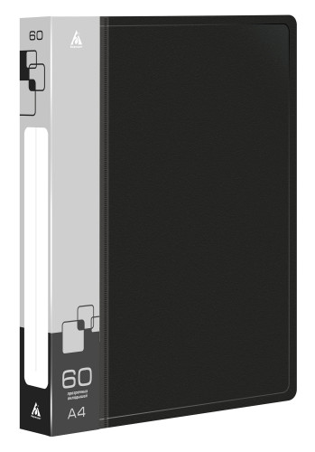 Папка с 60 прозр.вклад. Бюрократ -BPV60 A4 пластик 0.7мм торц.карм с бум. встав ассорти