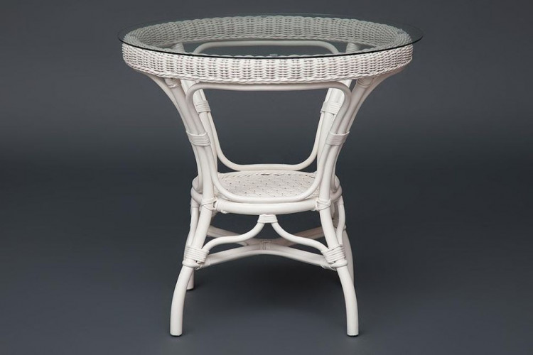 Комплект обеденный "ANDREA" ( стол со стеклом + 4 кресла + подушки), TCH White (белый), Ткань рубчик, цвет кремовый