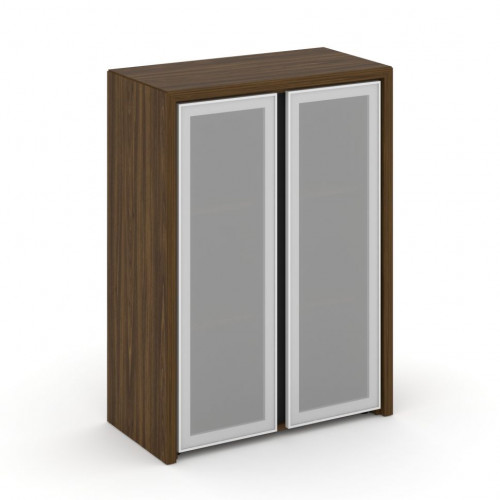 Corner Шкаф средний широкий (2 сред. фасада стекло в раме) COR.ST-2.4R Орех лоренцо/Графит/Сатин стекло 900*450*1231