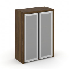 Corner Шкаф средний широкий (2 сред. фасада стекло в раме) COR.ST-2.4R Орех лоренцо/Графит/Сатин стекло 900*450*1231