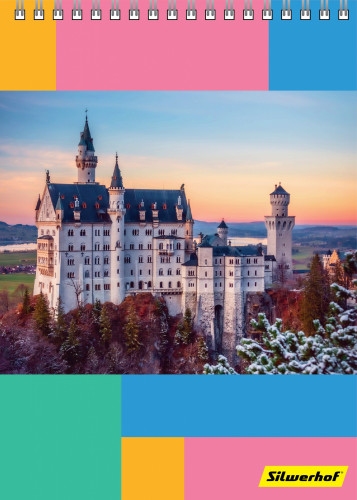 Блокнот Silwerhof A5 мелов.картон 60л клетка гребень Замок