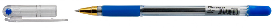 Ручка шариков. Silwerhof Golden прозрачный d=0.5мм син. черн. сменный стержень линия 0.3мм резин. манжета