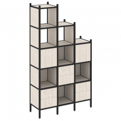 Loft Прямой стеллаж наборный VR.L-22 Денвер светлый/Чёрный металл 1278*446*2280