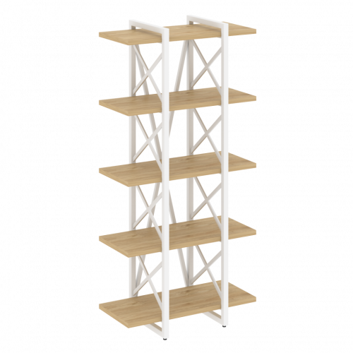 Loft Стеллаж на регулируемых опорах-5 полок VR.L-MST.O-5.4V Тиквуд светлый/Белый металл 800*400*1650