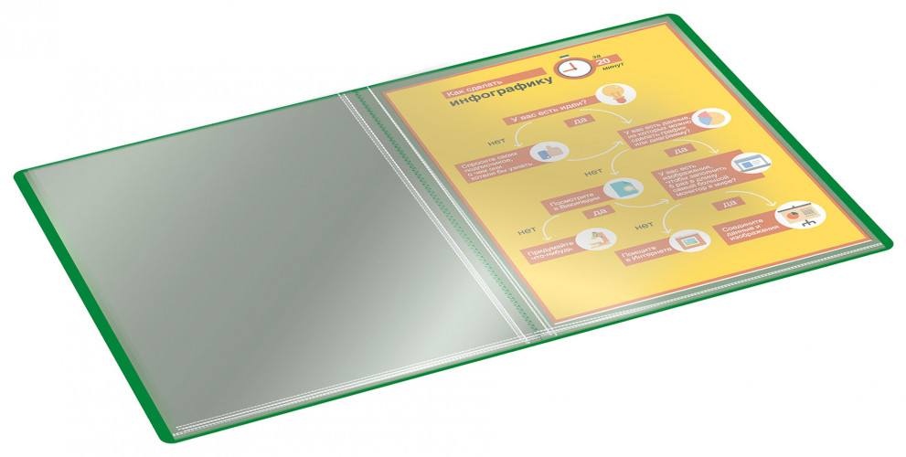 Папка с 40 прозр.вклад. Buro -ECB40GREEN A4 пластик 0.5мм зеленый