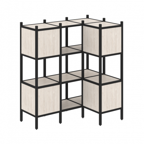 Loft Угловой внутренний стеллаж наборный VR.L-29 Денвер светлый/Чёрный металл 1278*862*1458