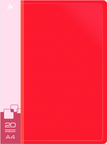 Папка с 20 прозр.вклад. Бюрократ -BPV20RED A4 пластик 0.6мм торц.карм с бум. встав красный