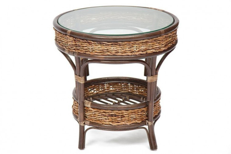 Комплект обеденный "Mandalino" 05/21 ( 4 кресла + стол обеденный ) /без подушек/, ротанг, walnut (грецкий орех), плетение-банановые листья