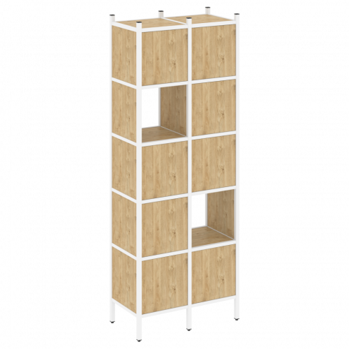 Loft Прямой стеллаж наборный VR.L-05 Тиквуд светлый/Белый металл 862*446*1869