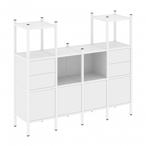 Loft Прямой стеллаж наборный VR.L-14 Белый бриллиант/Белый металл 1694*446*1458