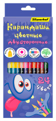 Карандаши цв. Silwerhof Монстрики двухцвет. 2.8мм кругл. дерево ассорти 24цв. коробка/европод. (12шт)