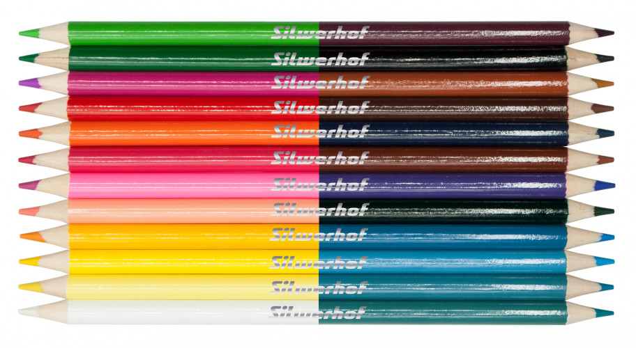 Карандаши цв. Silwerhof Монстрики двухцвет. 2.8мм кругл. дерево ассорти 24цв. коробка/европод. (12шт)