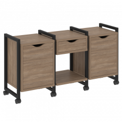 Loft Тумба на колесных опорах наборная. Вариант №7 VR.L-TN-7.K Дуб аризона/Чёрный металл 1440*460*767