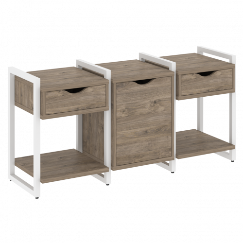 Loft Тумба на регулируемых опорах наборная. Вариант №6 VR.L-TN-6.O Тиквуд тёмный/Белый металл 1440*460*719