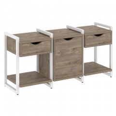 Loft Тумба на регулируемых опорах наборная. Вариант №6 VR.L-TN-6.O Тиквуд тёмный/Белый металл 1440*460*719